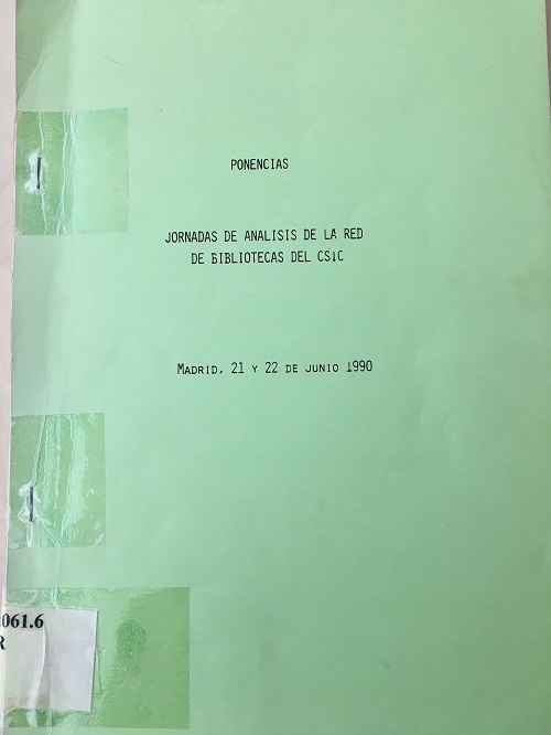 Cubierta I Jornadas de Análisis de la Red de Bibliotecas del CSIC