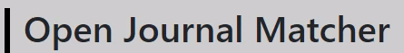 Open Journal Matcher