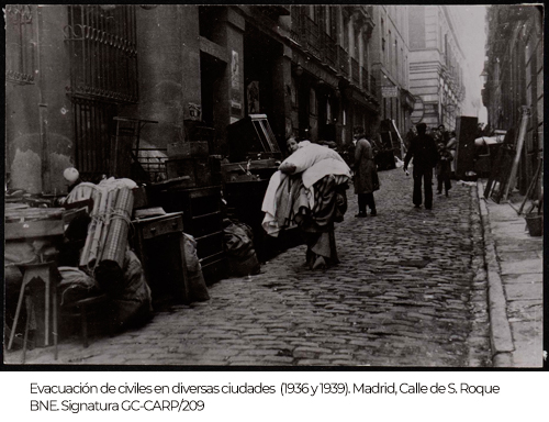Evacuación de diversas ciudades durante la Guerra Civil. BNE
