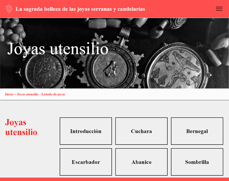 Detalle de la web Joyas Serranas de la BTNT