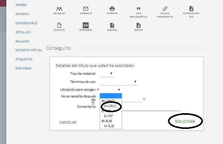 Reservas - Seleccionar biblioteca