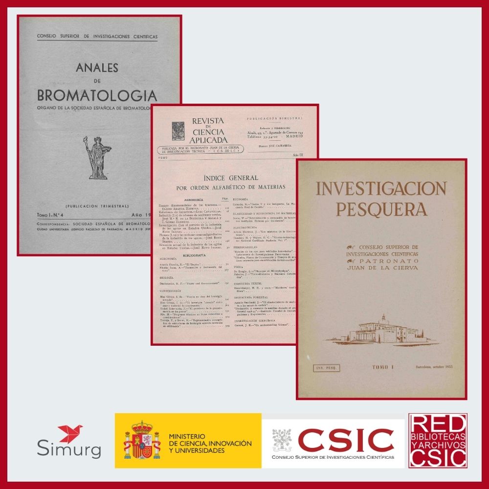 Nuevas revistas del CSIC digitalizadas en Simurg
